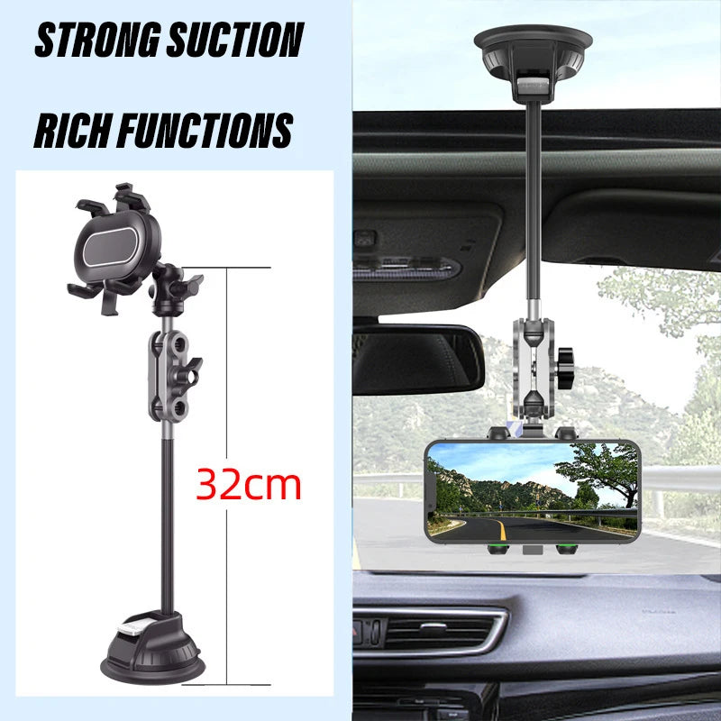 360° Car Phone Mount with Strong Suction & Shockproof Stability