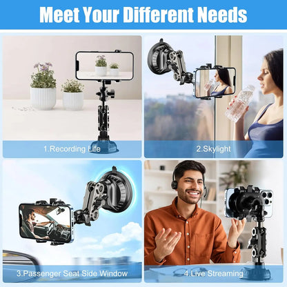360° Car Phone Mount with Strong Suction & Shockproof Stability