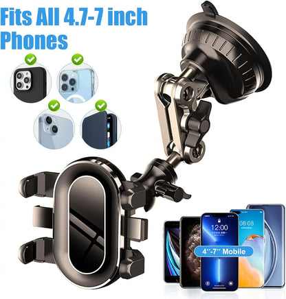 360° Car Phone Mount with Strong Suction & Shockproof Stability